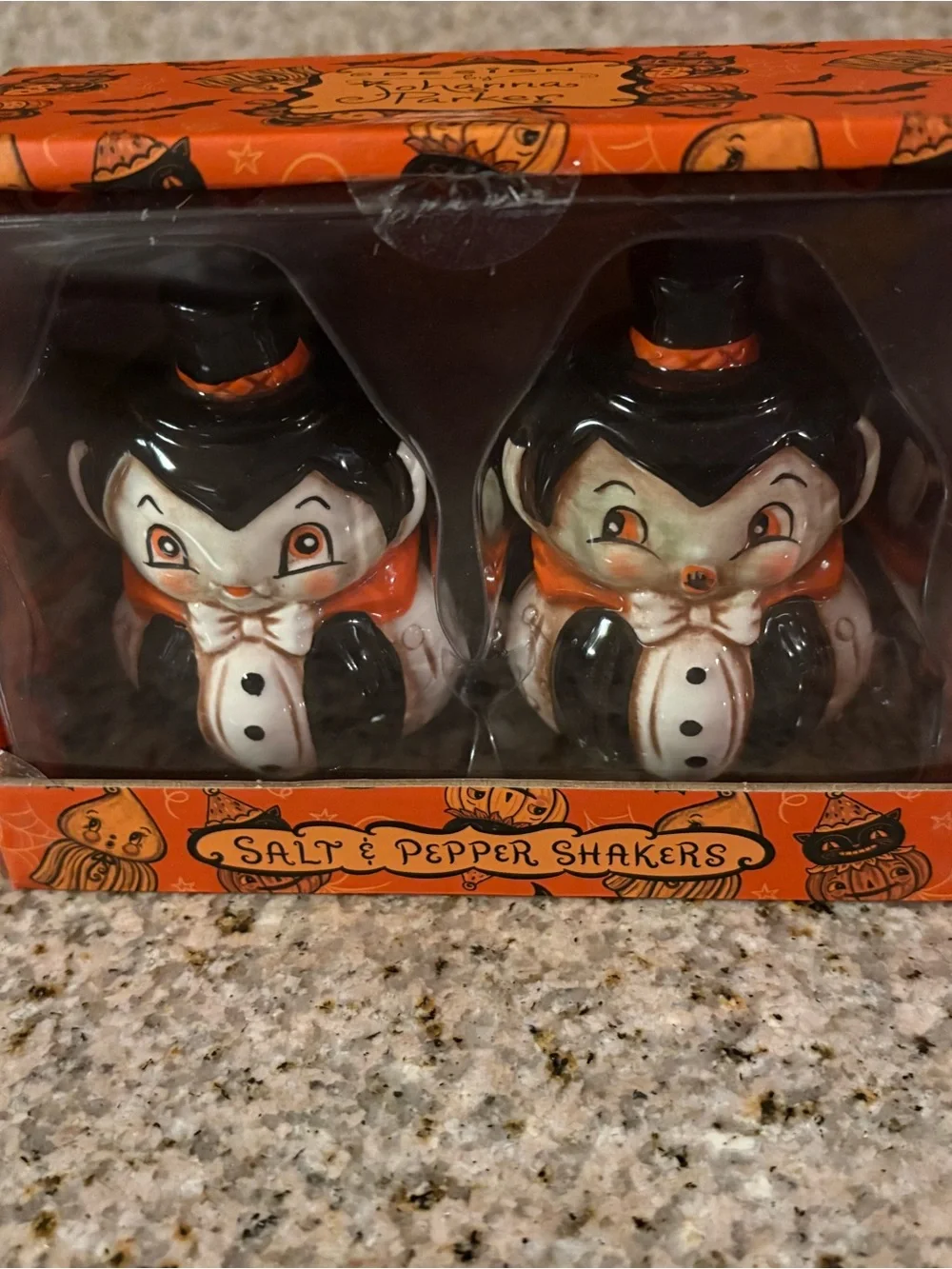 Transpac Johanna Parker Vampire Cat Salt and Pepper Shakers